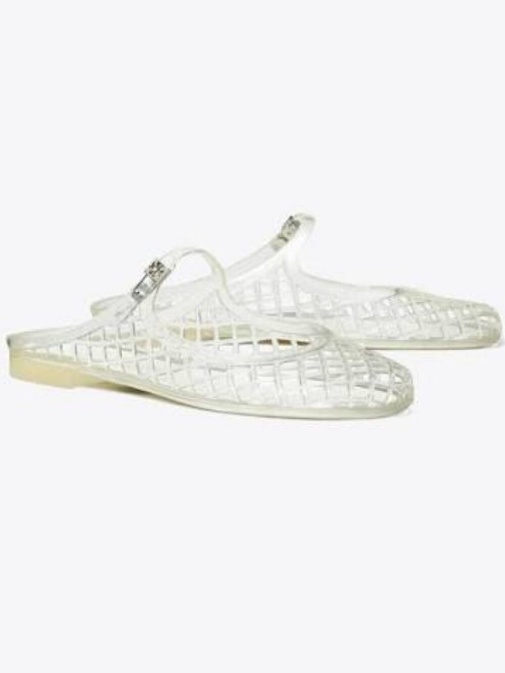 NIB Tory Burch  Mellow Mary Jane Jelly Flats CLEAR/SILVER
